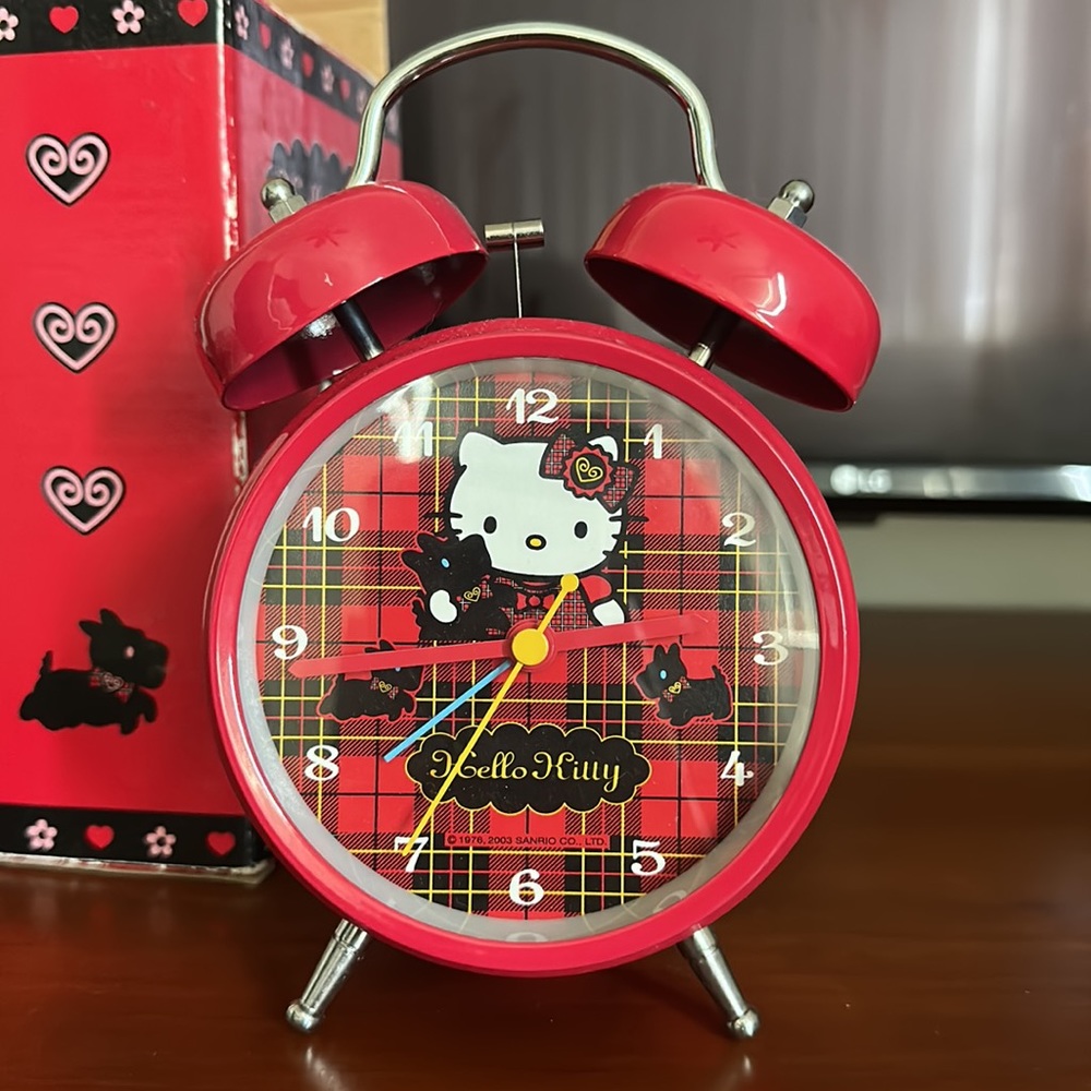 Vintage Hello Kitty with Scottie Dog Red 2-Bell Alarm Clock ⏰